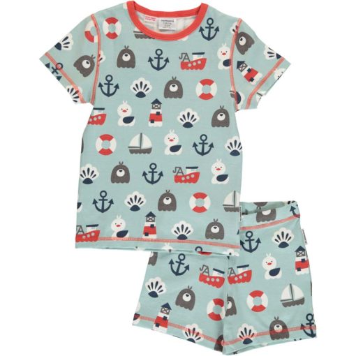 Maxomorra Pyjama Set SS Blue Ocean