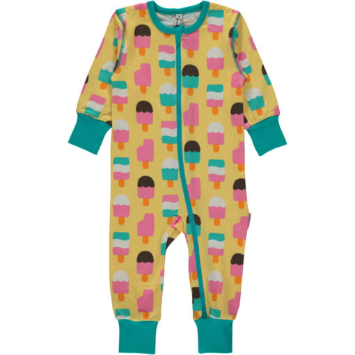 Maxomorra Rompersuit Zip LS Ice Cream Yellow