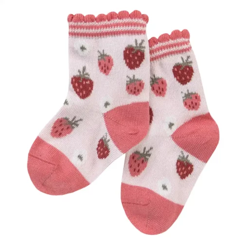 People Wear Organic Socken hellrosa gemustert Erdbeere