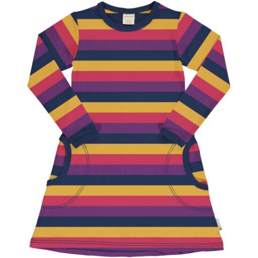 Maxomorra Dress LS Stripes Purple