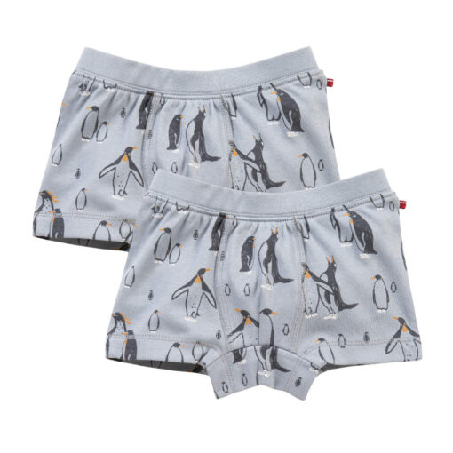 People Wear Organic 2-er Pack Boxershorts Pinguin silbergrau