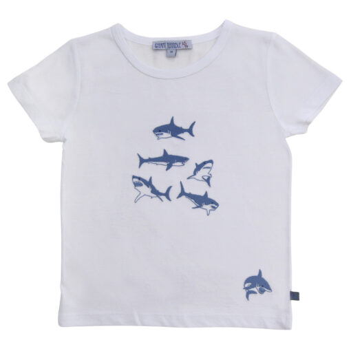 Enfant Terrible Shirt mit Haifischstickerei white