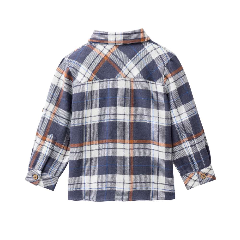 People Wear Organic Flanell-Hemd dunkelblau kariert