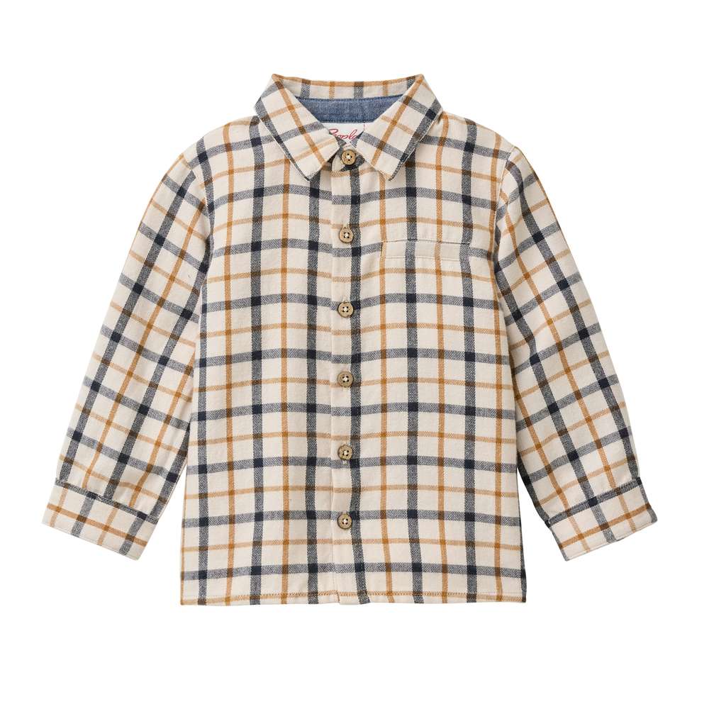 People Wear Organic Flanell-Hemd hellbeige kariert