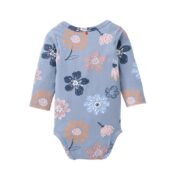 People Wear Organic Langarm-Body Herbstblumen rauchblau