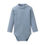 People Wear Organic Langarm-Body Rollkragen rauchblau melange