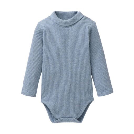 People Wear Organic Langarm-Body Rollkragen rauchblau melange