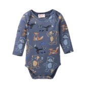 People Wear Organic Langarm-Body Waldtiere indigoblau