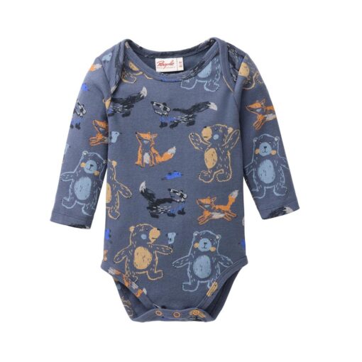 People Wear Organic Langarm-Body Waldtiere indigoblau