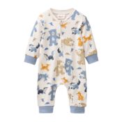 People Wear Organic Langarm-Overall Waldtiere kitt