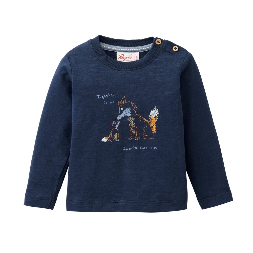 People Wear Organic Langarm-Shirt dunkelblau