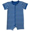 Maxomorra Rompersuit Zipper SS Stripes Blue